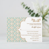 Cartes de réponse Mariage Eggshell Blue Gold Maroc (Debout devant)