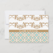 Cartes de réponse Mariage Eggshell Blue Gold Maroc (Dos)