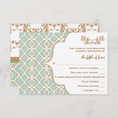 Cartes de réponse Mariage Eggshell Blue Gold Maroc (Devant / Derrière)