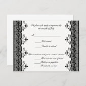 Cartes de réponse Mariage en dentelle noire (Devant / Derrière)