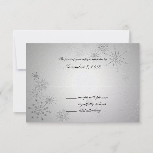 Cartes de réponse Mariage Flocons d'Argent (Devant)