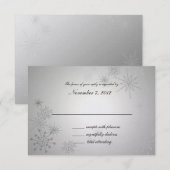 Cartes de réponse Mariage Flocons d'Argent (Devant / Derrière)