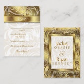Cartes de réponse mariage Floral Leaf Gold (Devant / Derrière)