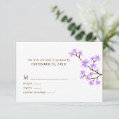 Cartes de réponse Mariage Lavender Cherry Blossoms (Debout devant)