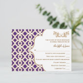 Cartes de réponse Mariage marocain violet et or (Debout devant)