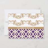Cartes de réponse Mariage marocain violet et or (Dos)