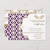 Cartes de réponse Mariage marocain violet et or (Devant / Derrière)