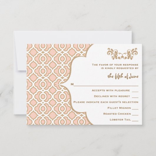 Cartes de réponse Mariage Marocaines en or rose (Devant)