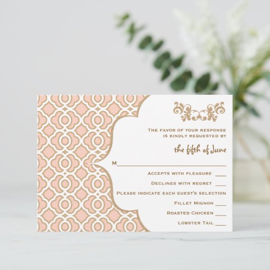 Cartes de réponse Mariage Marocaines en or rose (Debout devant)