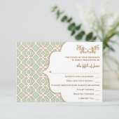 Cartes de réponse Mariage Mint Green Gold Marocain (Debout devant)