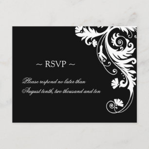 Cartes de réponse Mariage noir et blanc