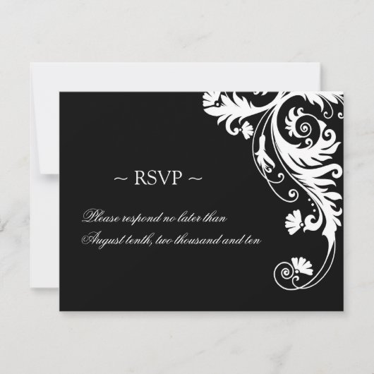 Cartes de réponse Mariage noir et blanc (Devant)