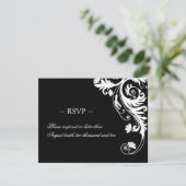 Cartes de réponse Mariage noir et blanc (Debout devant)