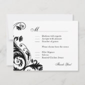 Cartes de réponse Mariage noir et blanc (Dos)