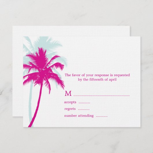 Cartes de réponse Mariage Palm Trees (Devant / Derrière)