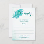 Cartes de réponse Mariage Peacock Plume<br><div class="desc">Ces cartes de réponse mariages comportent une plume de paon aquarelle. Vous pouvez modifier la couleur et le style du texte en cliquant sur le bouton "Personnaliser". Ces cartes de réponse mariage font partie de la Collection de Mariage Plume Peacock qui comprend des articles de papeterie et des cadeaux mariages...</div>