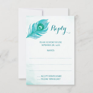 Cartes de réponse Mariage Peacock Plume
