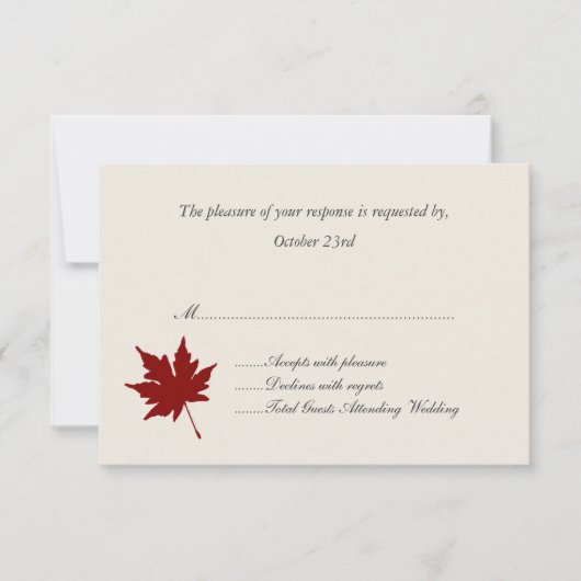 Cartes de réponse Mariage Red Fall Leaf (Devant)