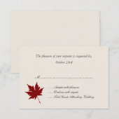 Cartes de réponse Mariage Red Fall Leaf (Devant / Derrière)