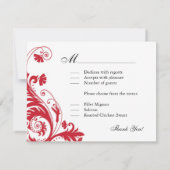 Cartes de réponse Mariage rouge et blanc (Dos)