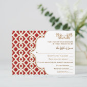 Cartes de réponse Mariage rouge et or marocain (Debout devant)