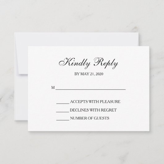 Cartes de réponse Mariage RSVP blanc et or (Devant)