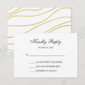 Cartes de réponse Mariage RSVP blanc et or (Devant / Derrière)