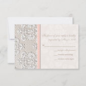 Cartes de réponse Mariage RSVP en dentelle rose an (Dos)