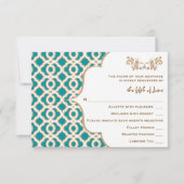 Cartes de réponse Mariage turquoise et Gold Maroca (Devant)