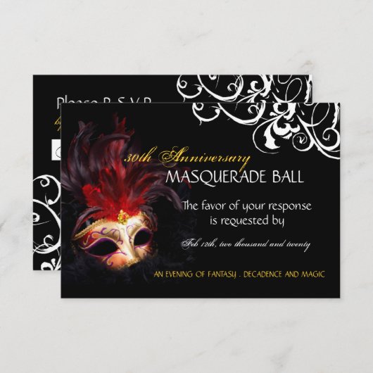 Cartes de réponse Masquerade - 3,5 pouces x 5 pouc (Devant / Derrière)