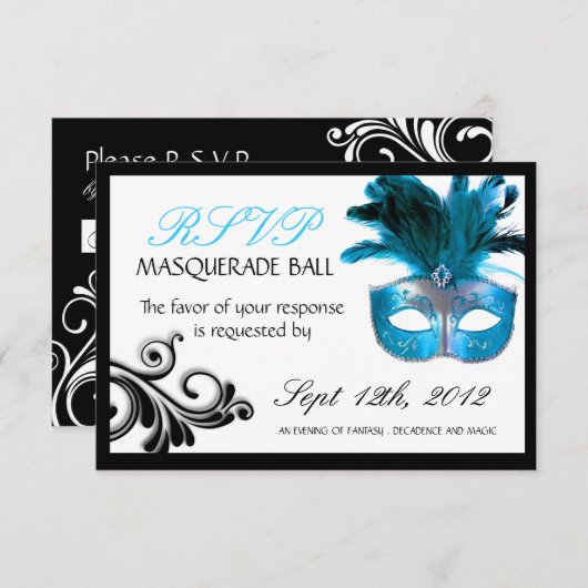 Cartes de réponse Masquerade 3,5 pouces X 5 pouces (Devant / Derrière)