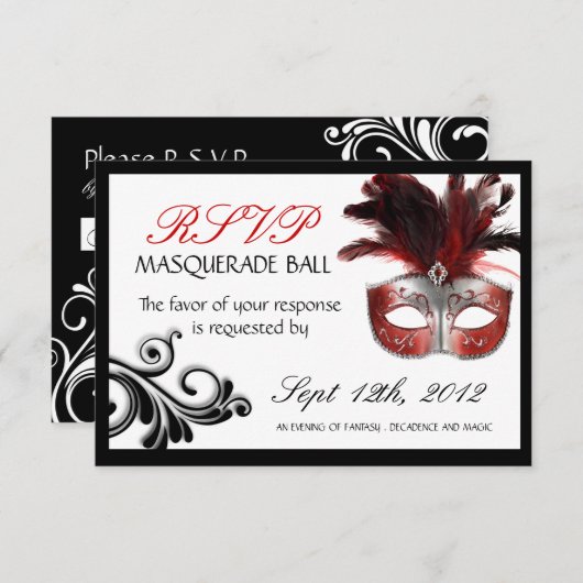 Cartes de réponse Masquerade 3,5 pouces X 5 pouces (Devant / Derrière)