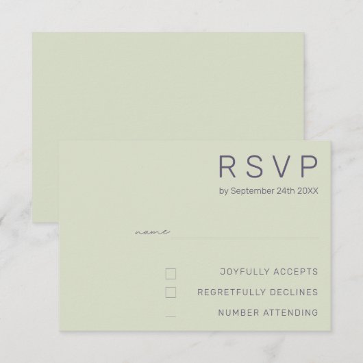 Cartes de réponse minimalistes pour mariage (Devant / Derrière)
