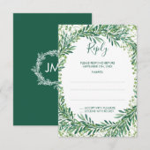 Cartes de réponse Monogramme Feuille (Devant / Derrière)