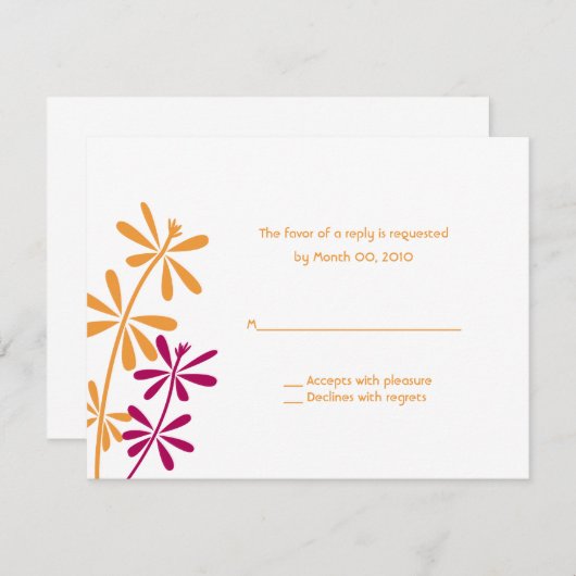 Cartes de réponse Orange & Fuchsia (Devant / Derrière)