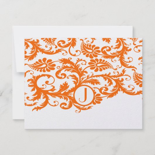 Cartes de réponse Orange Funky Damask (Devant)