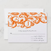 Cartes de réponse Orange Funky Damask (Dos)