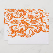 Cartes de réponse Orange Funky Damask (Devant / Derrière)