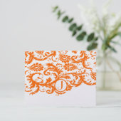 Cartes de réponse Orange Funky Damask (Debout devant)