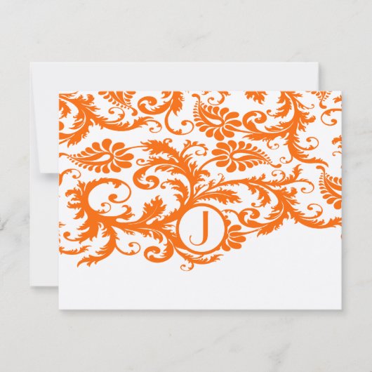 Cartes de réponse Orange Funky Damask (Devant)