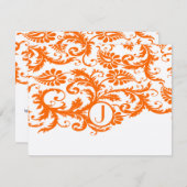 Cartes de réponse Orange Funky Damask (Devant / Derrière)