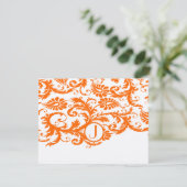 Cartes de réponse Orange Funky Damask (Debout devant)