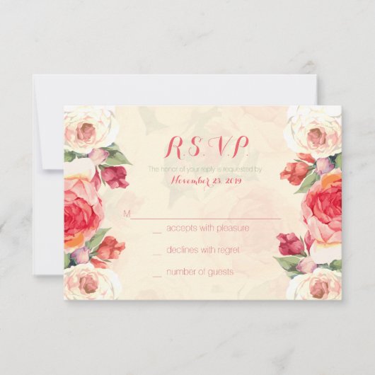 Cartes de réponse Peachy Peonies (Devant)