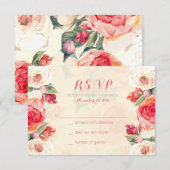 Cartes de réponse Peachy Peonies (Devant / Derrière)