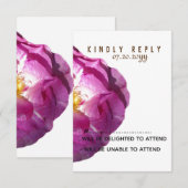 Cartes de réponse photo Fleur Rose (Devant / Derrière)