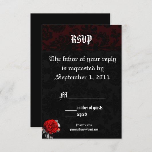 Cartes de réponse pour invitations de mariage goth (Devant / Derrière)