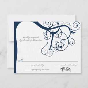 Cartes de réponse pour invitations de mariage Navy