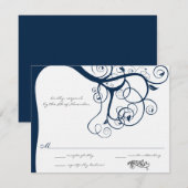 Cartes de réponse pour invitations de mariage Navy (Devant / Derrière)