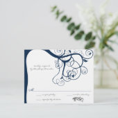 Cartes de réponse pour invitations de mariage Navy (Debout devant)