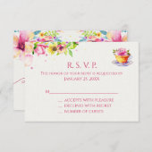 Cartes de réponse pour la fête du thé floral (Devant / Derrière)